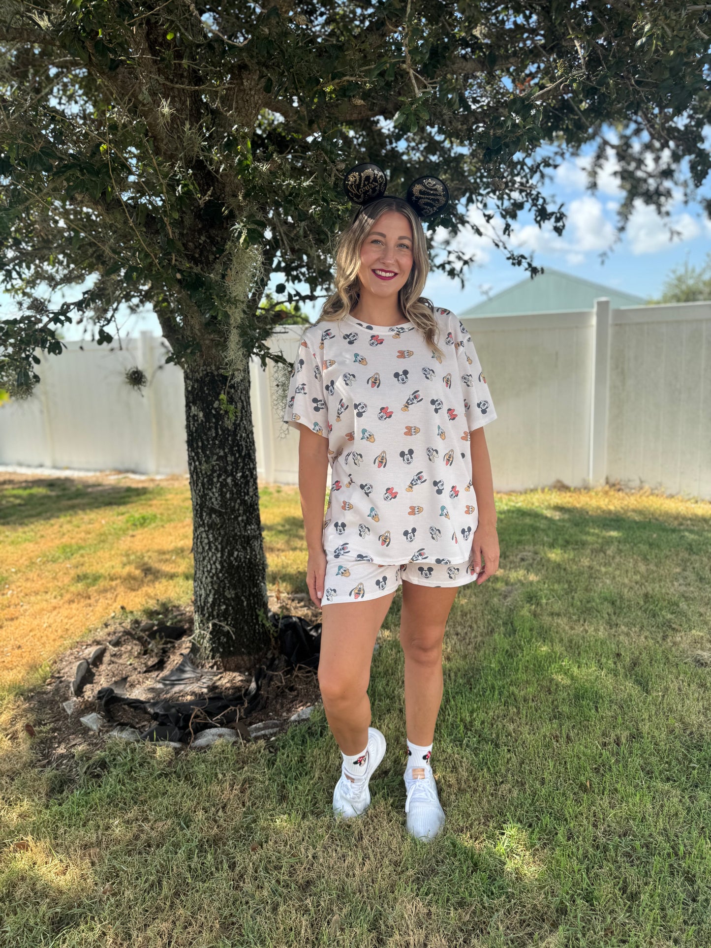 Waffle Knit Adult Two Piece Set With Pockets Size Large