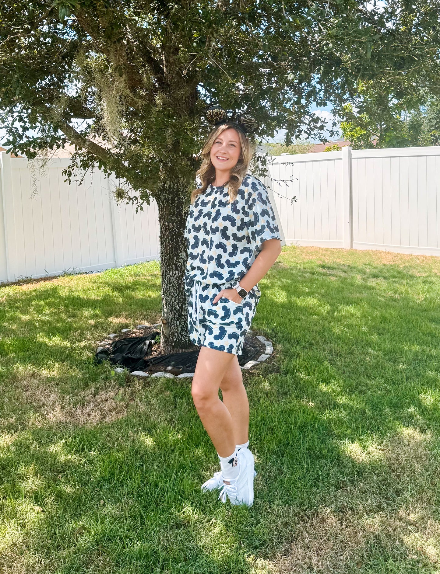 Adult Waffle Two Piece Set Blue Mama Large